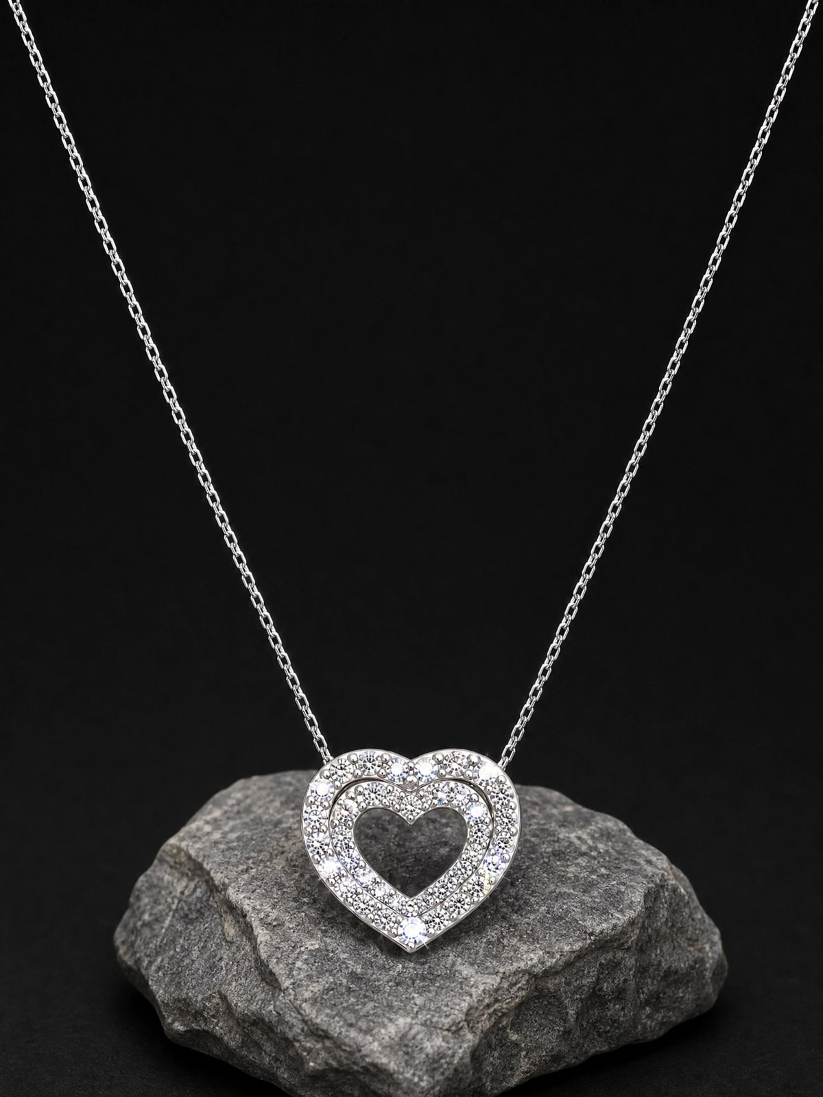 Diamond Pavé Open Heart Necklace