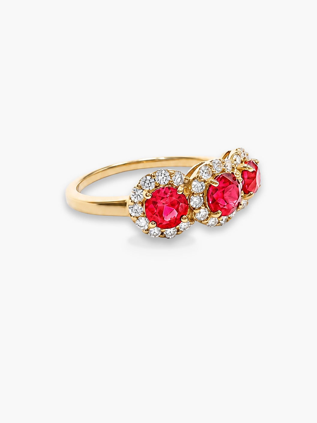 Ruby & Diamond Pavé Halo Ring