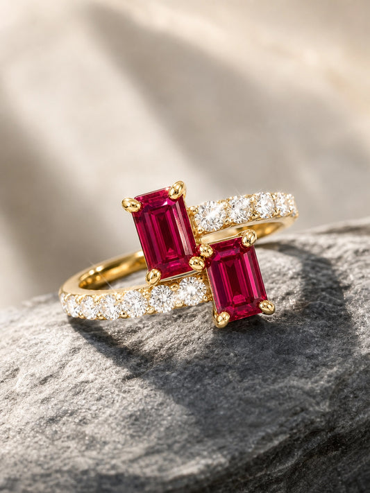 Ruby & Diamond Prong Ring