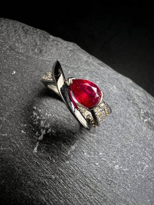 Ruby & Diamond Pavé Pear Ring