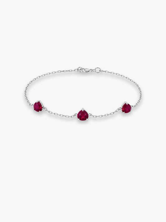 Three-Stone Ruby Teardrop Bracelet