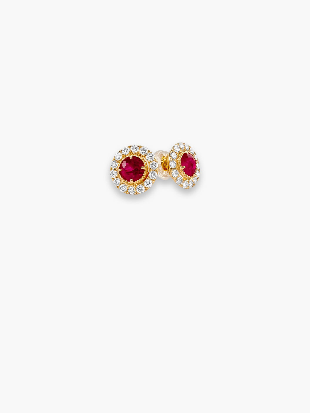 Ruby & Diamond Pavé Halo Earrings