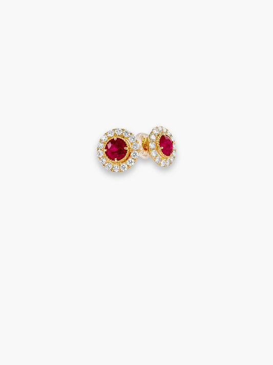 Ruby & Diamond Pavé Halo Earrings