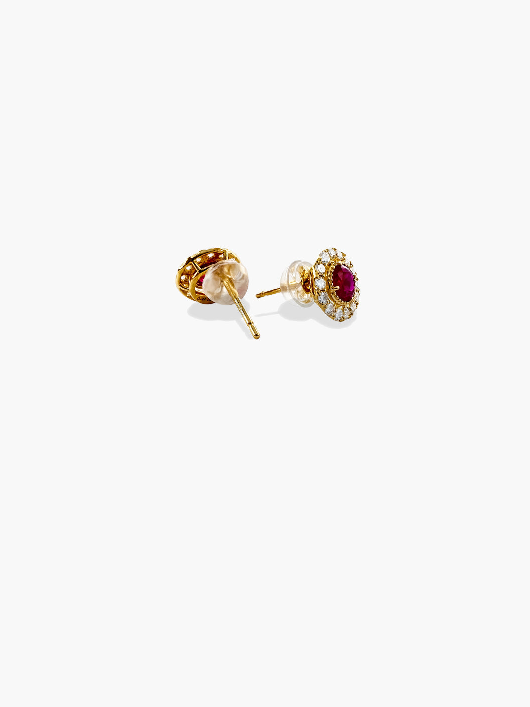 Ruby & Diamond Pavé Halo Earrings