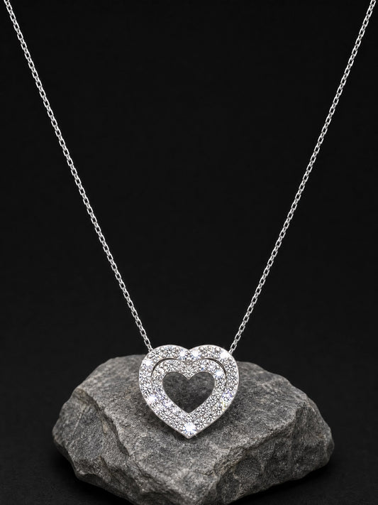 Diamond Pavé Open Heart Necklace