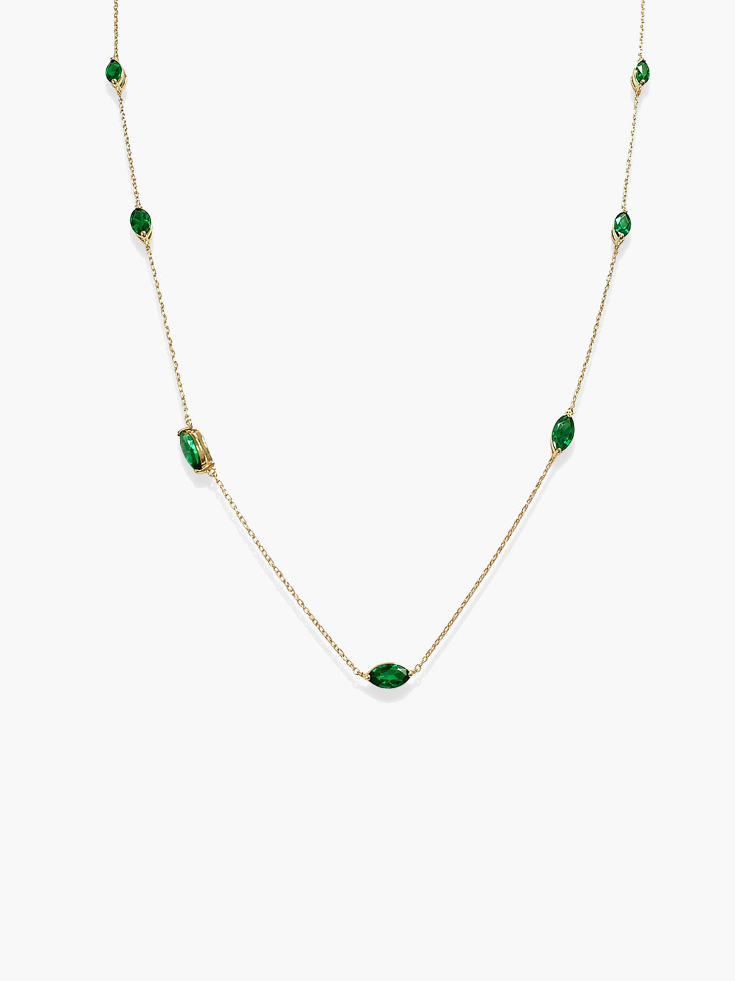 Emerald Bezel Marquise Necklace