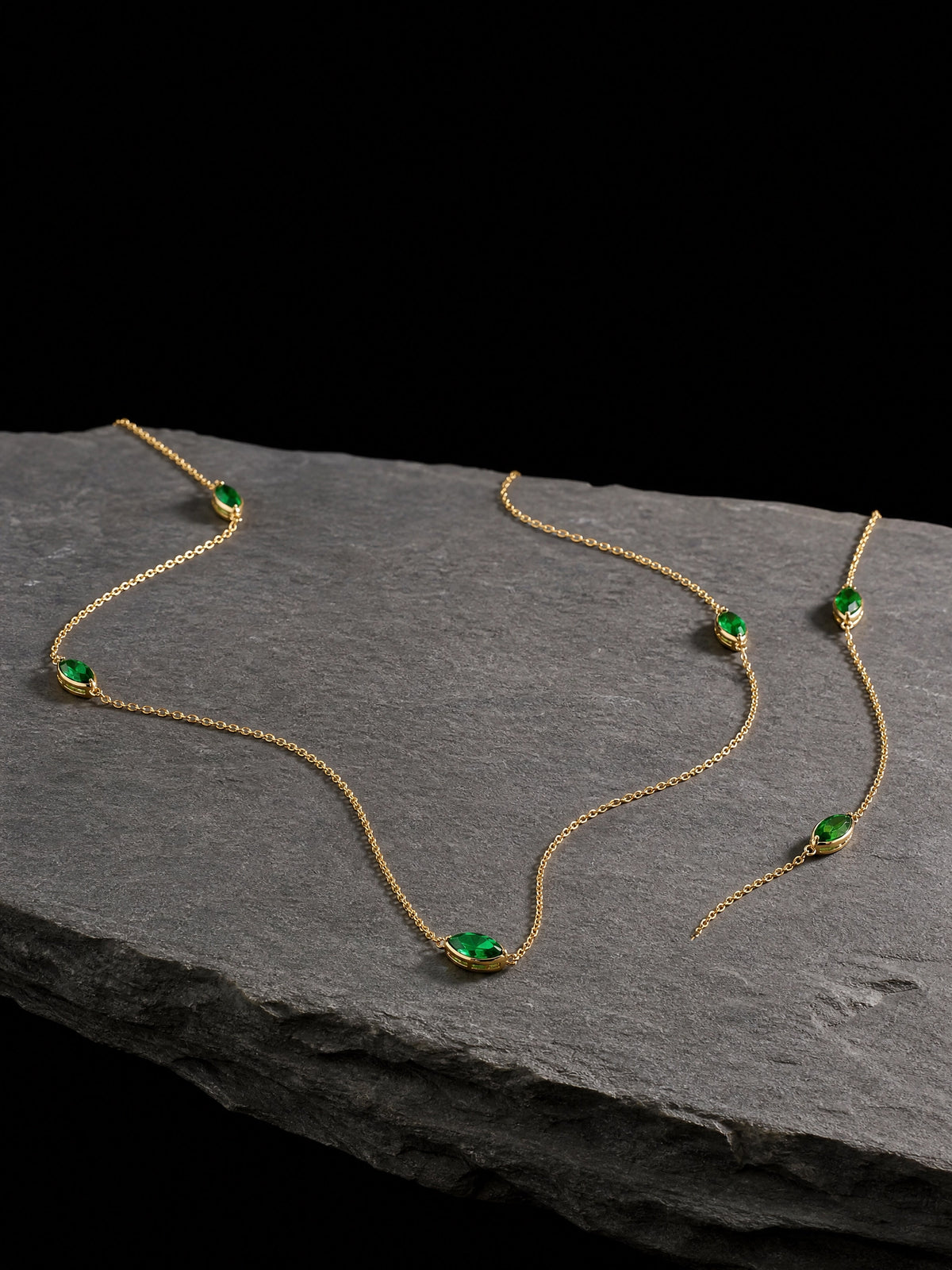 Emerald Bezel Marquise Necklace