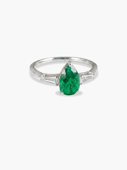 Emerald & Diamond Pear Ring
