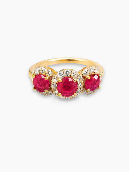 Ruby & Diamond Pavé Halo Ring