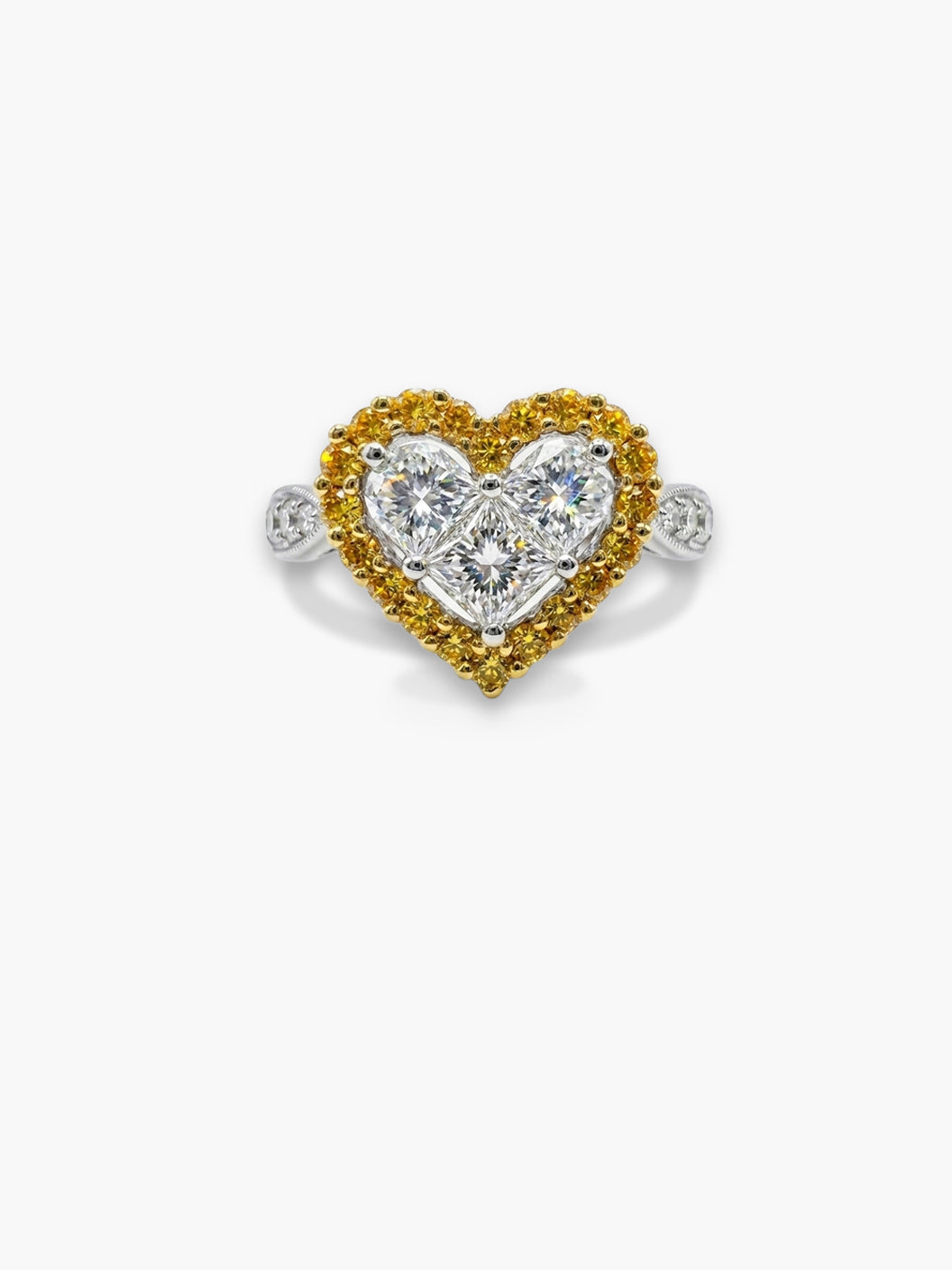 Diamond & Sapphire Pavé Heart Ring