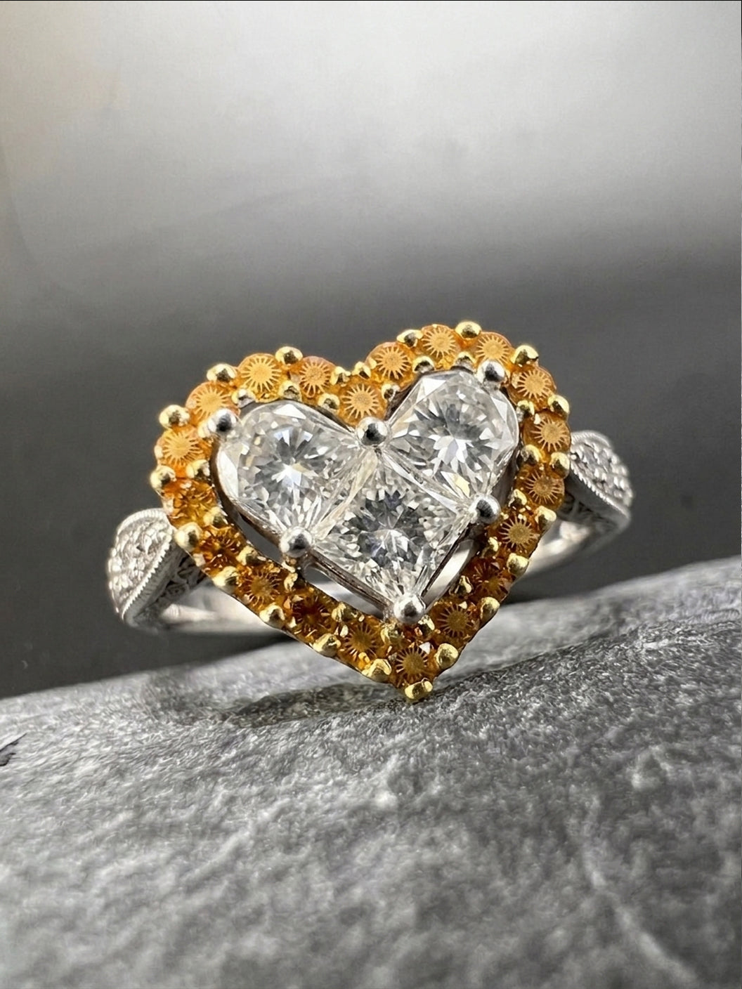 Diamond & Sapphire Pavé Heart Ring