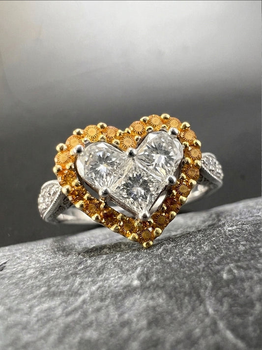 Diamond & Sapphire Pavé Heart Ring