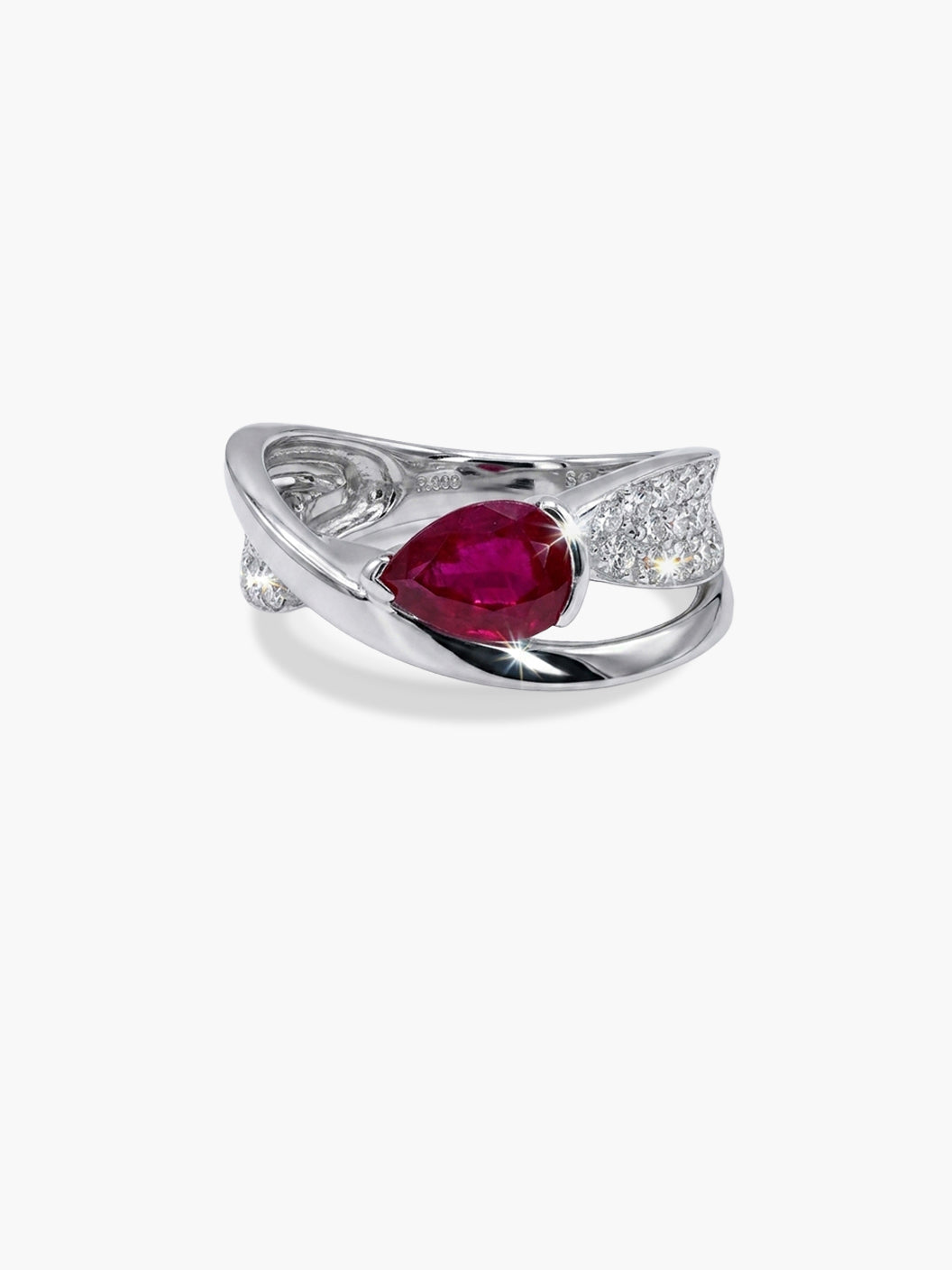 Ruby & Diamond Pavé Pear Ring