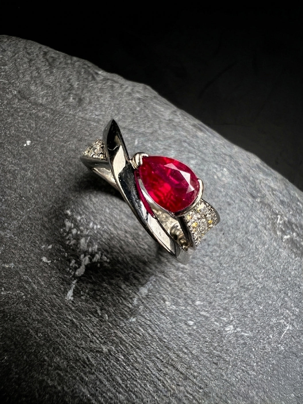 Ruby & Diamond Pavé Pear Ring