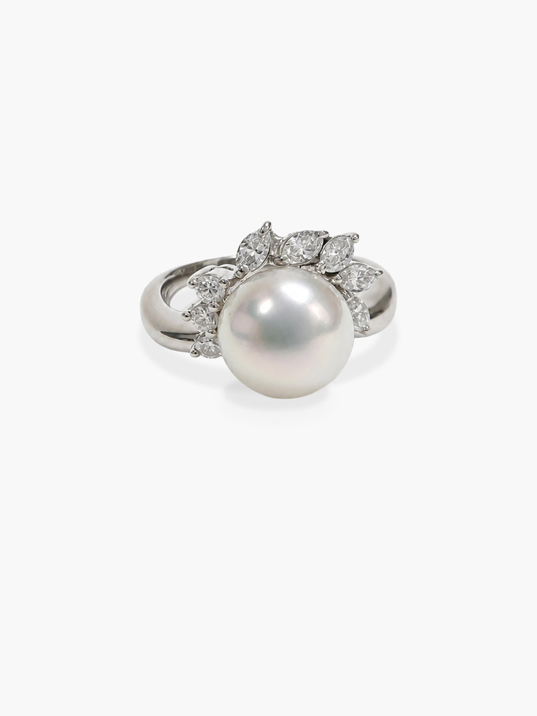 Pearl & Diamond Prong Ring