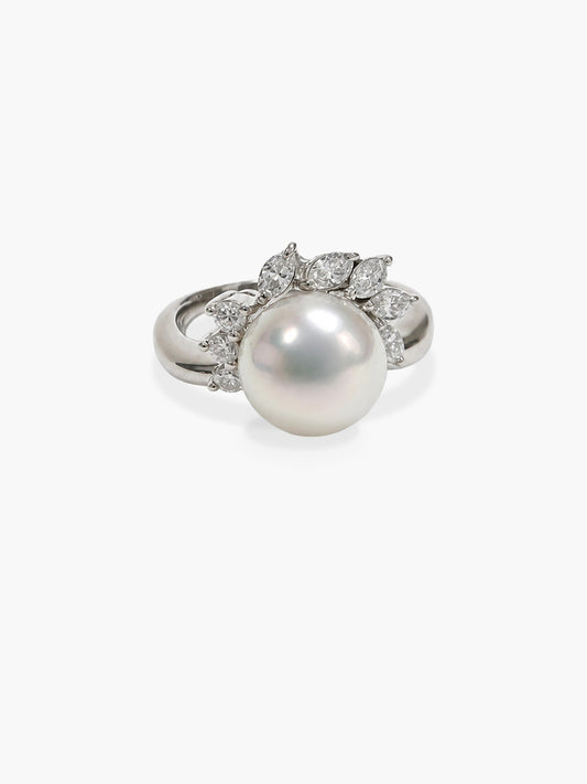 Pearl & Diamond Prong Ring