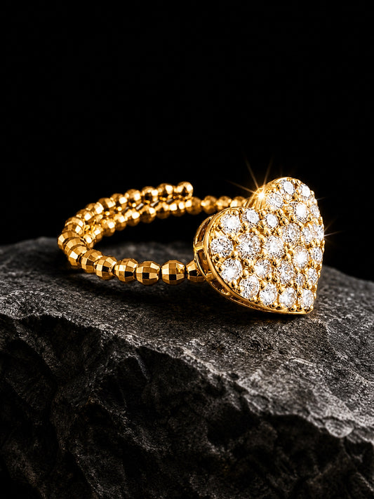 Diamond & Pearl Pavé Heart Ring
