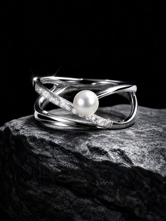 Pearl & Diamond Pavé Ring