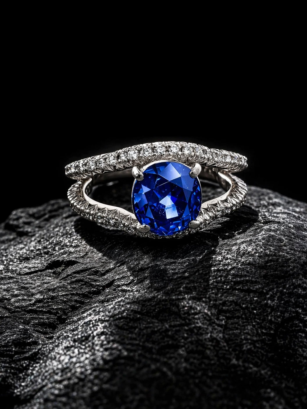Sapphire & Diamond Pavé Oval Ring