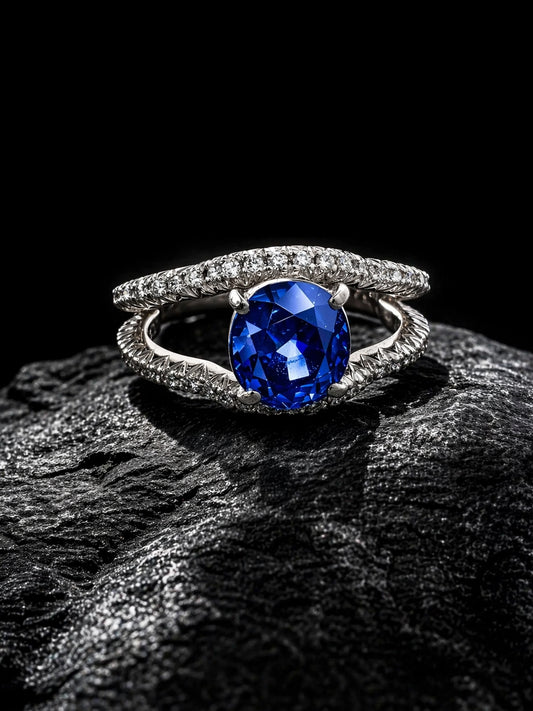 Sapphire & Diamond Pavé Oval Ring