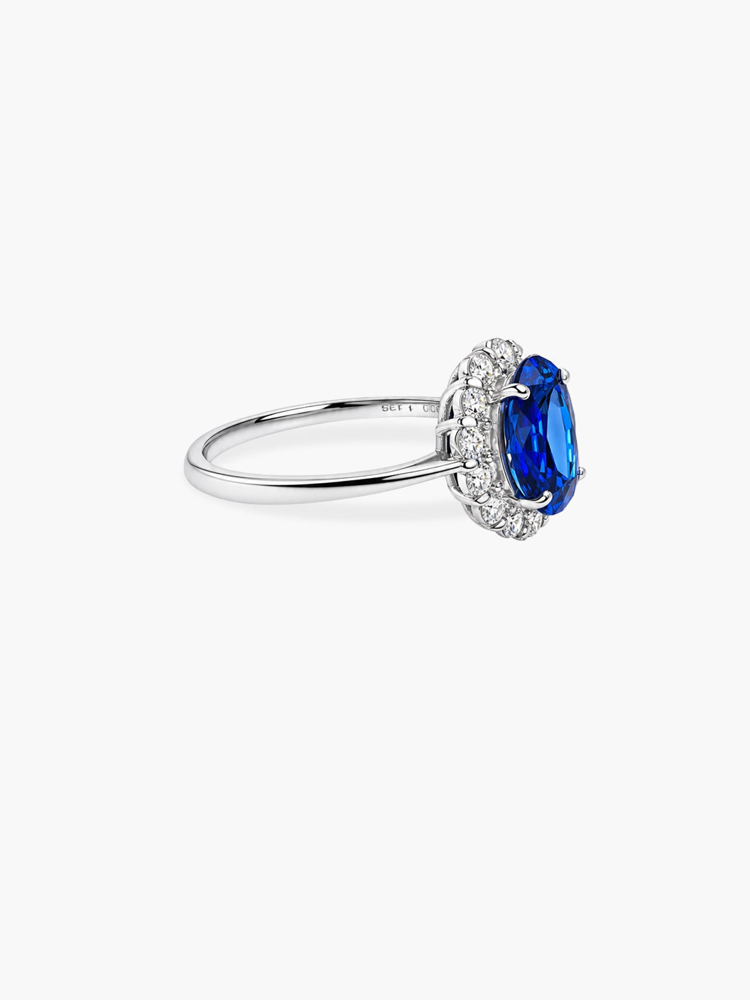 Sapphire & Diamond Halo Oval Ring
